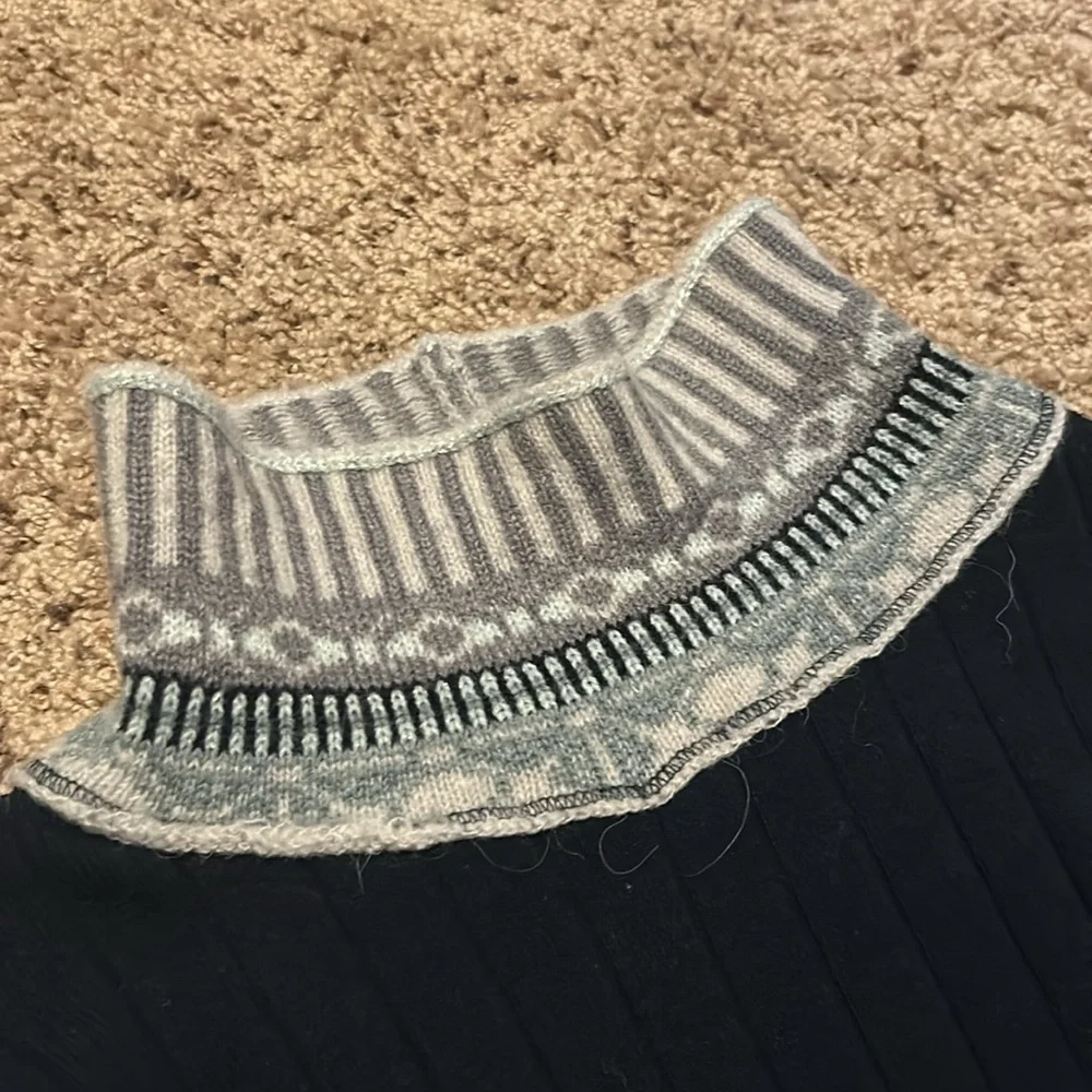 Free people cotton turtleneck sweater ribbed multicolored wool alpaca blend - Picture 4 of 7